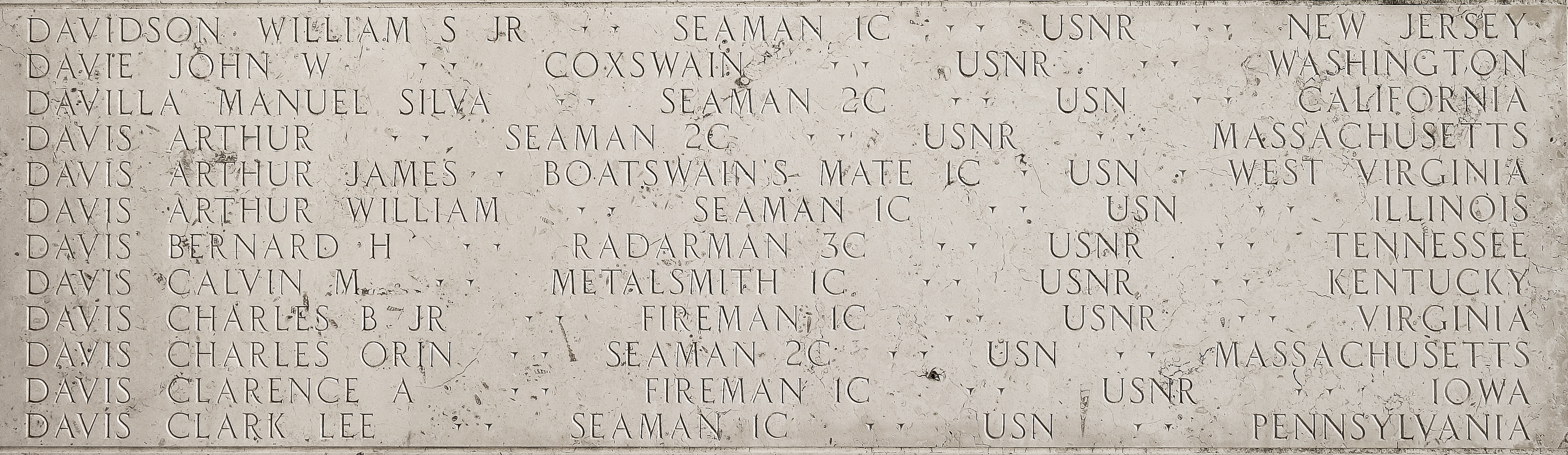 Arthur William Davis, Seaman First Class